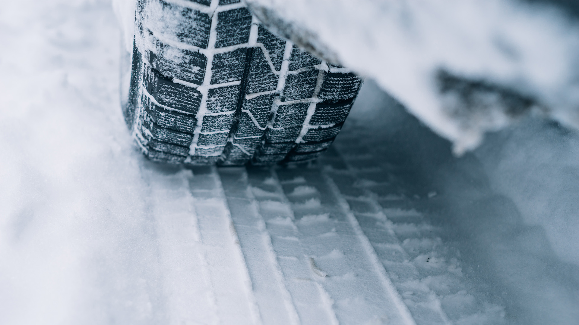 a tire going through snow