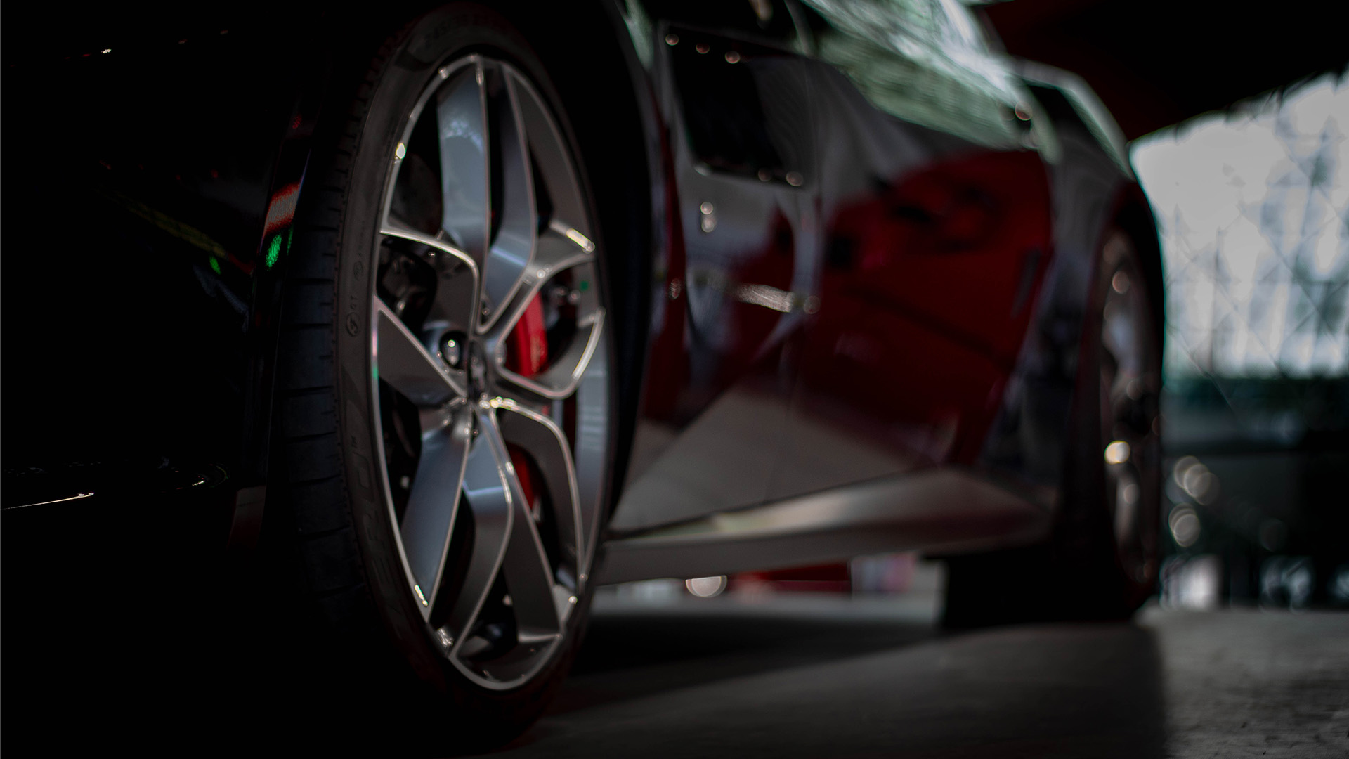 a black car showing wheel offset